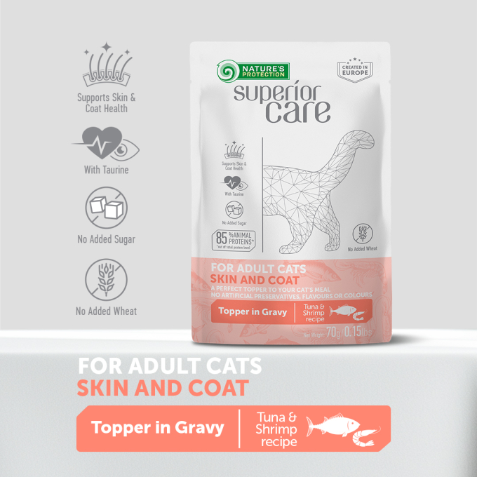 wet food supplement with tuna and shrimp for the skin and coat care of adult cats of all breeds - 2