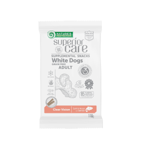 snacks with salmon for adult dogs with white and light coat