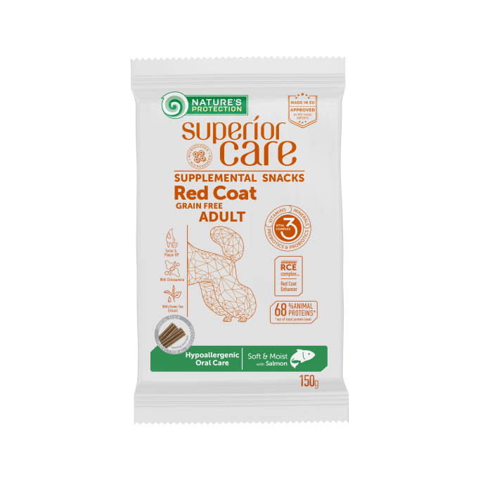 complementary grain free feed – snacks for adult dogs of all breeds with red coat with salmon - 0