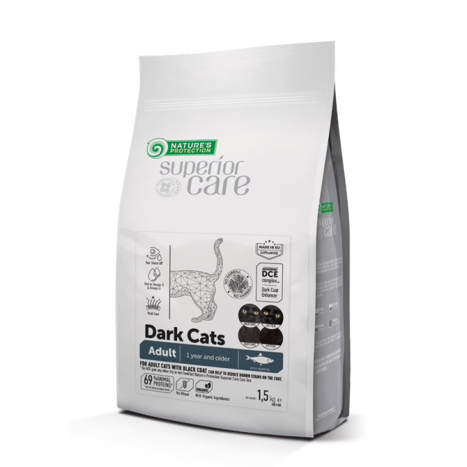 dry grain free pet food with herring for adult all breed cats with dark coat - 0