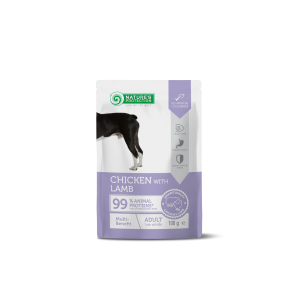 canned pet food with chicken and lamb for adult dogs