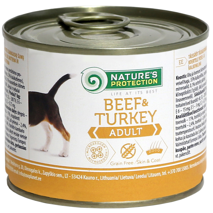 canned pet food for adult dogs with beef and turkey - 0