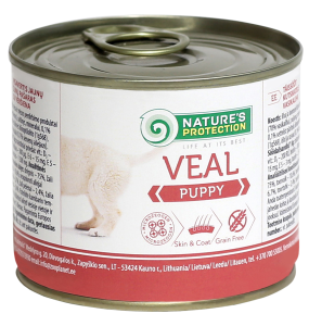 canned pet food for junior dogs with veal