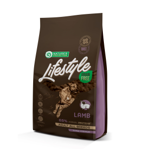 dry grain free food for adult dogs of all breeds with lamb
