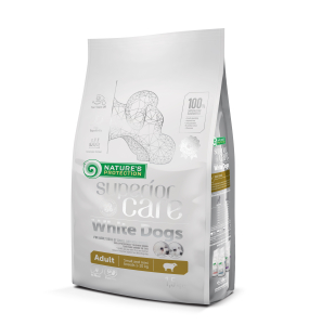 dry food for adult, small and mini breed dogs with white coat, with lamb