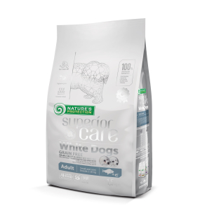 dry grain free food for adult, small and mini breed dogs with white fish