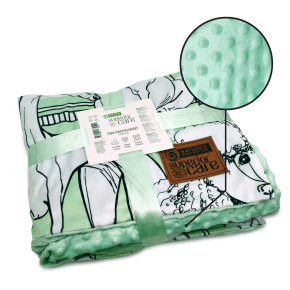 blanket, with white puppies