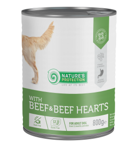 canned pet food for adult dogs with beef and beef hearts