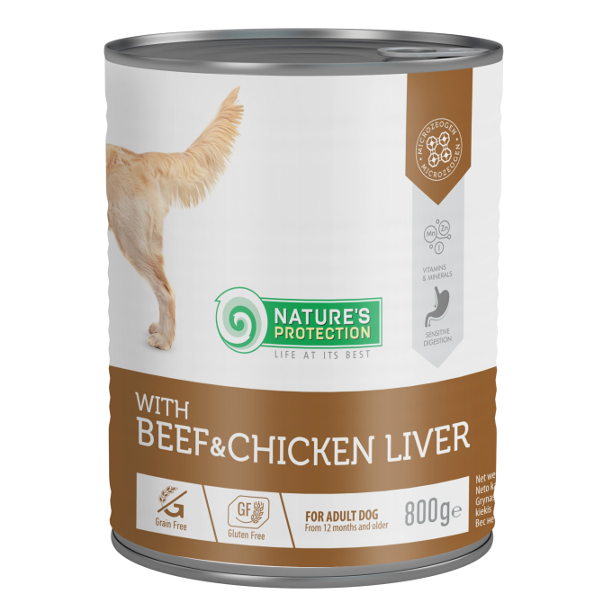 canned pet food for adult dogs with beef and chicken liver - 0