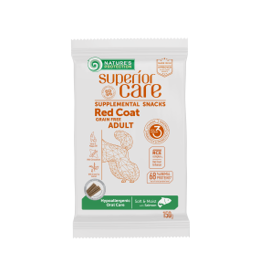 complementary grain free feed – snacks for adult dogs of all breeds with red coat with salmon