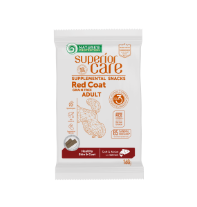 complementary grain free feed – snacks for adult dogs of all breeds with red coat with salmon