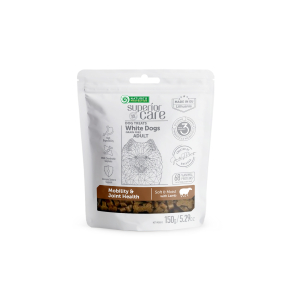 complementary grain free feed - snacks to support mobility and joint health with lamb for adult all breed dogs with white coat