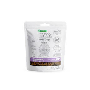 complementary grain free feed - snacks for sensitive care with salmon for junior all breed dogs with white coat