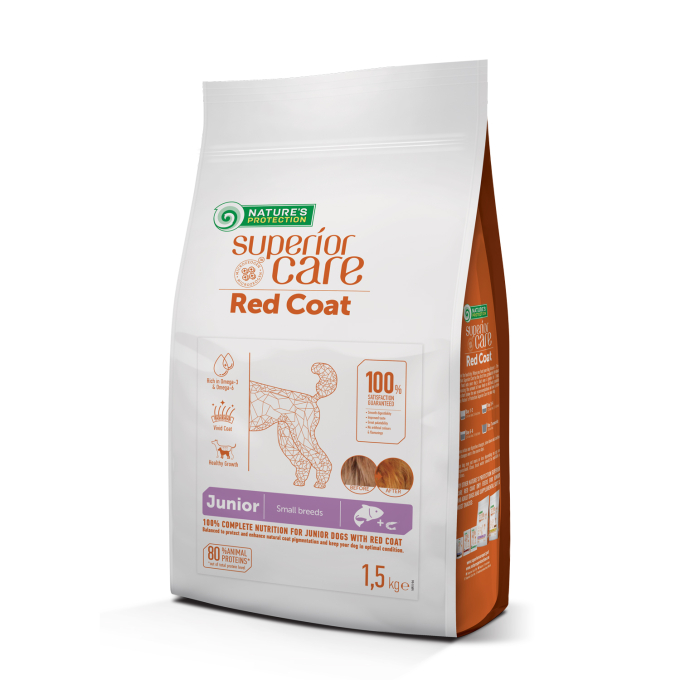 dry grain free food for junior dogs of small breeds with red coat, with salmon - 0