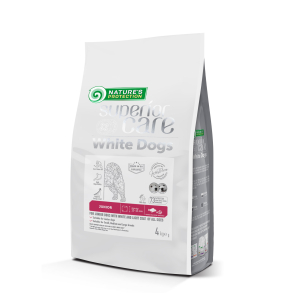 dry pet food with white fish for growing dogs of all sizes with white coat