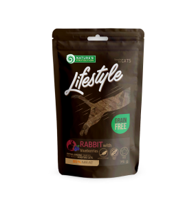 snack for cats with rabbit and blueberries