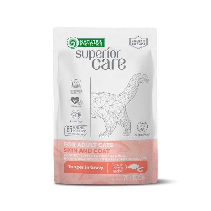 wet food supplement with tuna and shrimp for the skin and coat care of adult cats of all breeds - 0