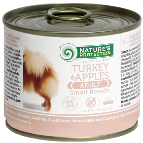 canned pet food for adult small breed dogs with turkey and apples