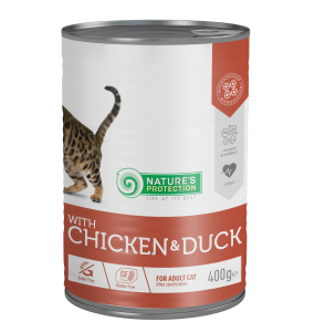 canned pet food for sterilised adult cats with chicken and duck