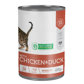 canned pet food for sterilised adult cats with chicken and duck