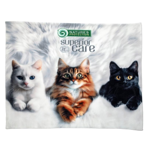 soft blanket, with kittens applique, white