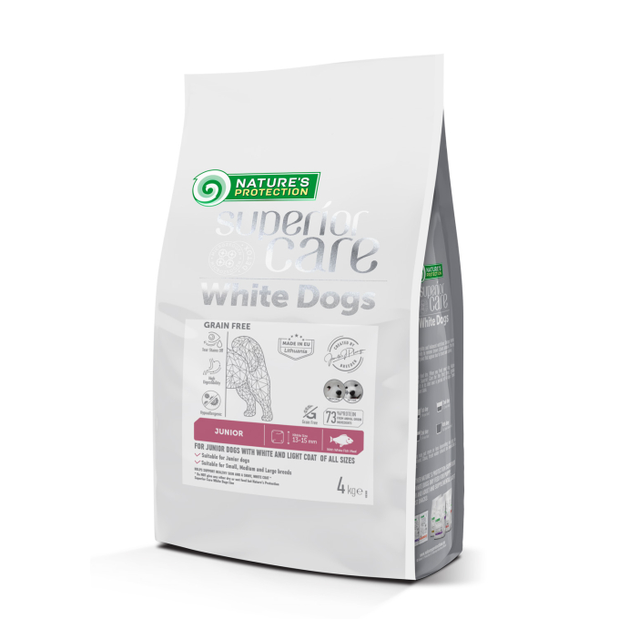 dry grain free pet food with white fish for growing dogs of all sizes with white coat - 1