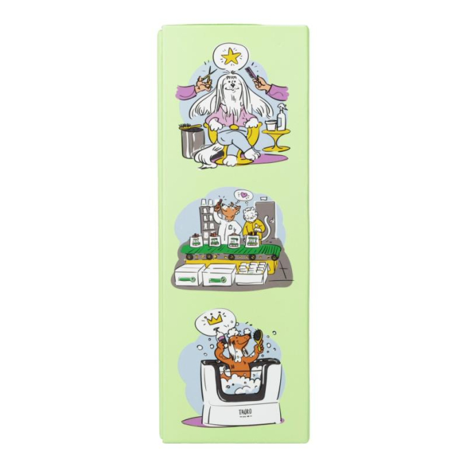 plastic water bottle with illustrations, green color, with straw - 4