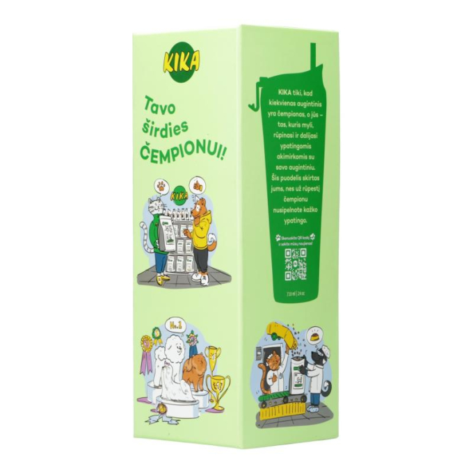 plastic water bottle with illustrations, green color, with straw - 2