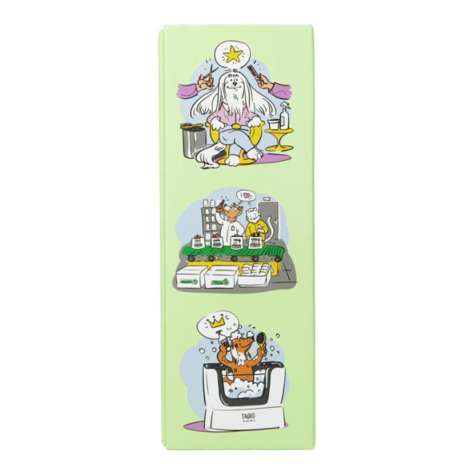 plastic water bottle with illustrations, green color, with straw - 4