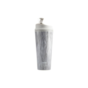 plastic water bottle, with white coat illustration and straw