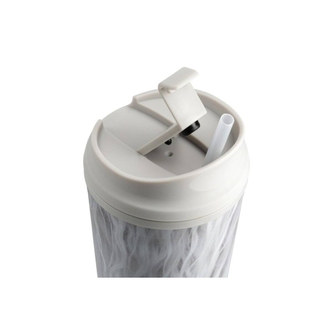 plastic water bottle, with white coat illustration and straw - 1