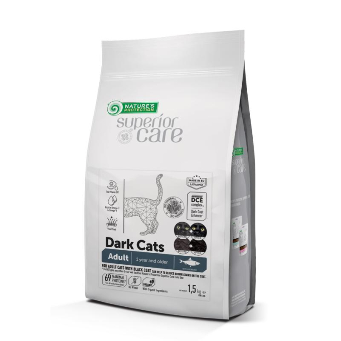 dry grain free pet food with herring for adult all breed cats with dark coat - 1