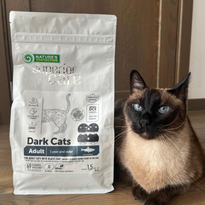 dry grain free pet food with herring for adult all breed cats with dark coat - 3