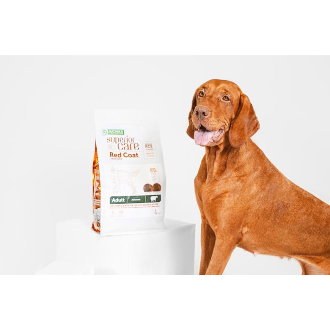 dry grain free food for adult dogs of all breeds with red coat, with lamb  - 5