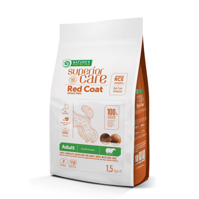 dry grain free food for adult dogs of small breeds with red coat, with lamb  - 0
