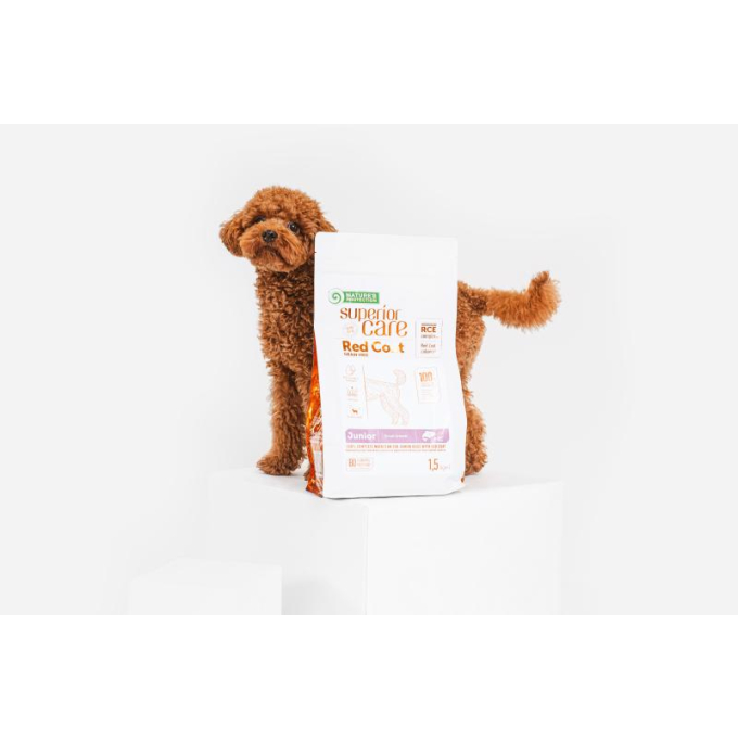 dry grain free food for junior dogs of small breeds with red coat, with salmon - 4