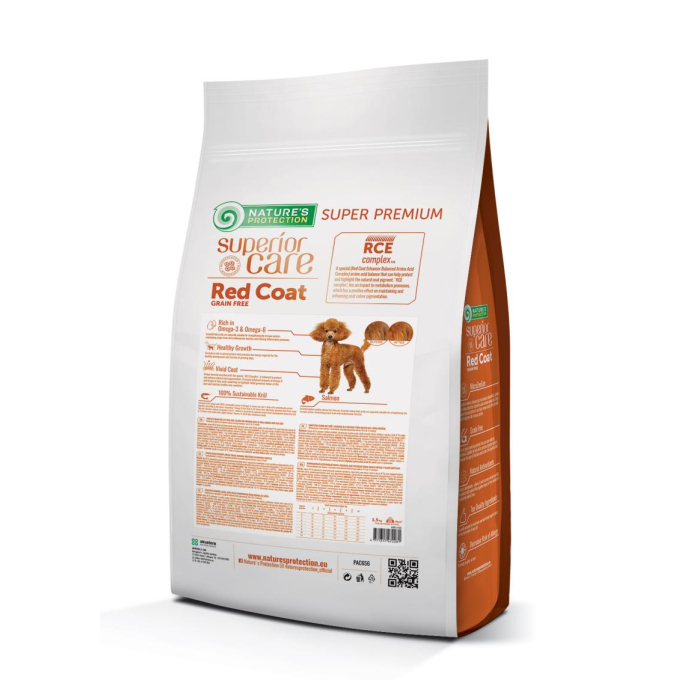 dry grain free food for junior dogs of small breeds with red coat, with salmon - 1