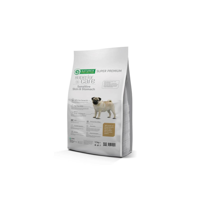 dry food for adult dogs of small breeds with sensitive skin and stomach, with lamb - 1