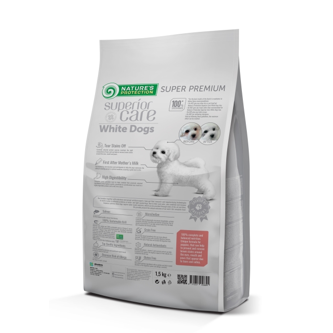 dry grain free food for puppies of all breeds with white coat, with salmon - 2