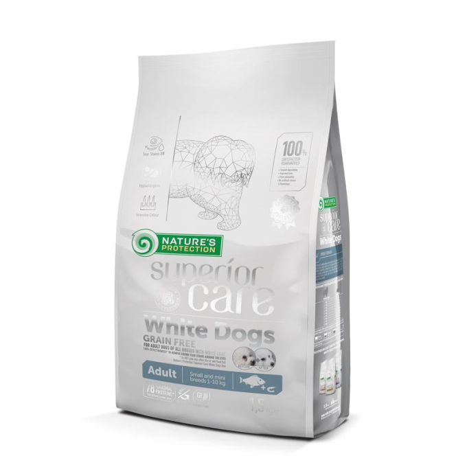 dry grain free food for adult, small and mini breed dogs with white fish - 1