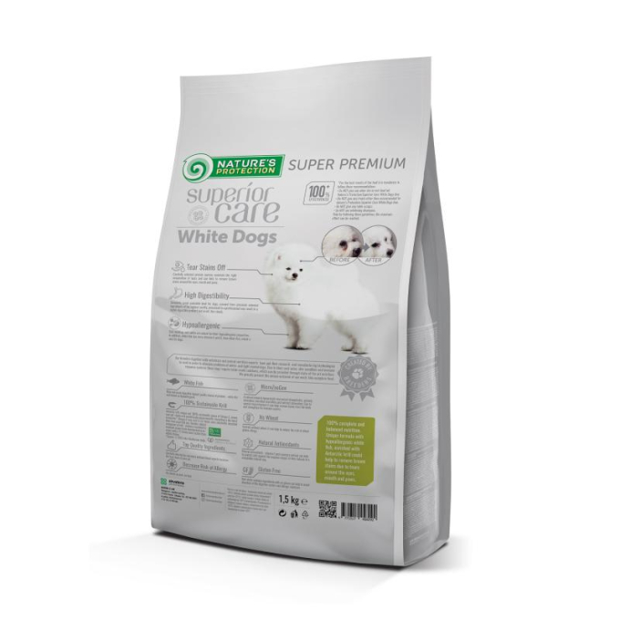 dry grain free food for junior small and mini breed dogs with white coat, with white fish - 1