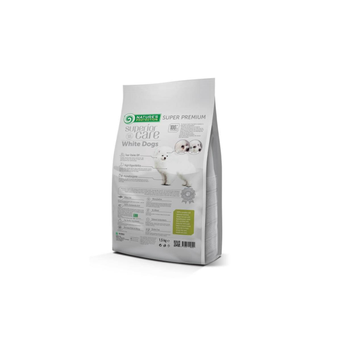 dry grain free food for junior small and mini breed dogs with white coat, with white fish - 1