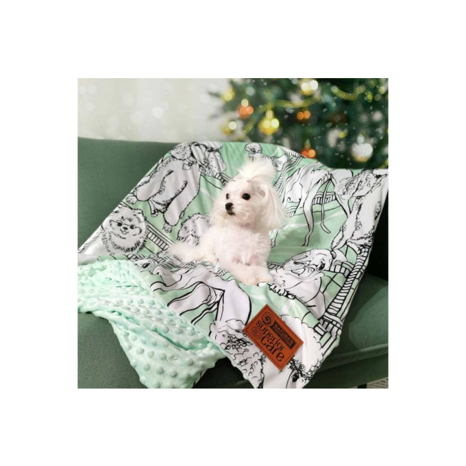 blanket, with white puppies - 3