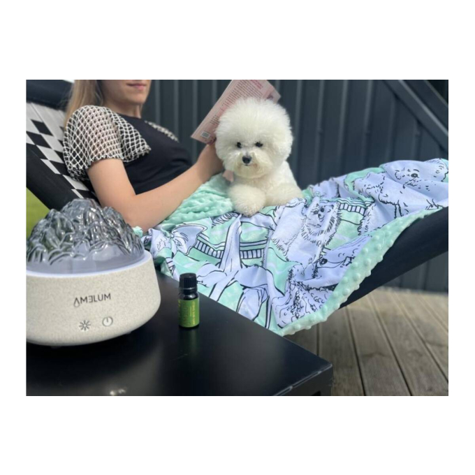 blanket, with white puppies - 4