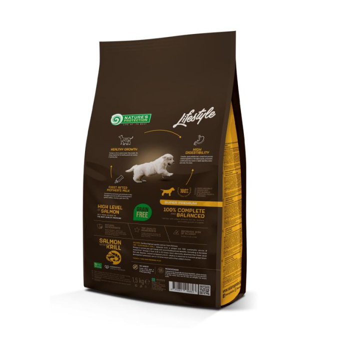 dry grain free food for puppies of all breeds with salmon and krill - 1