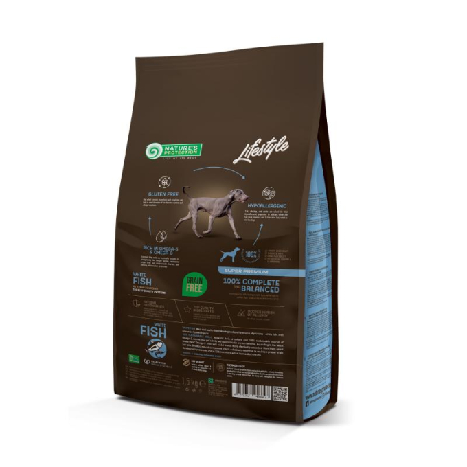 dry grain free food for adult dogs of all breeds with white fish - 1