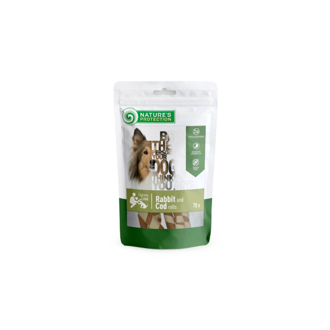 snack for dogs rabbit and cod rolls, - 1
