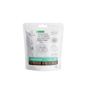 complementary grain free feed - snacks for oral care with insects for adult all breed dogs with white coat