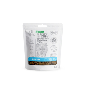 complementary feed - snacks to support endurance with insects and rice for adult all breed dogs with white coat
