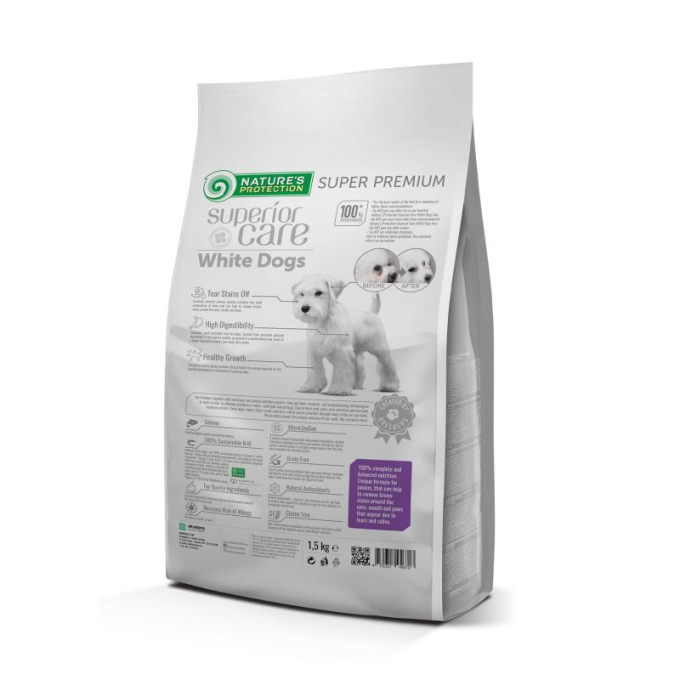 dry grain free food for junior dogs of all breeds with white coat, with salmon - 1